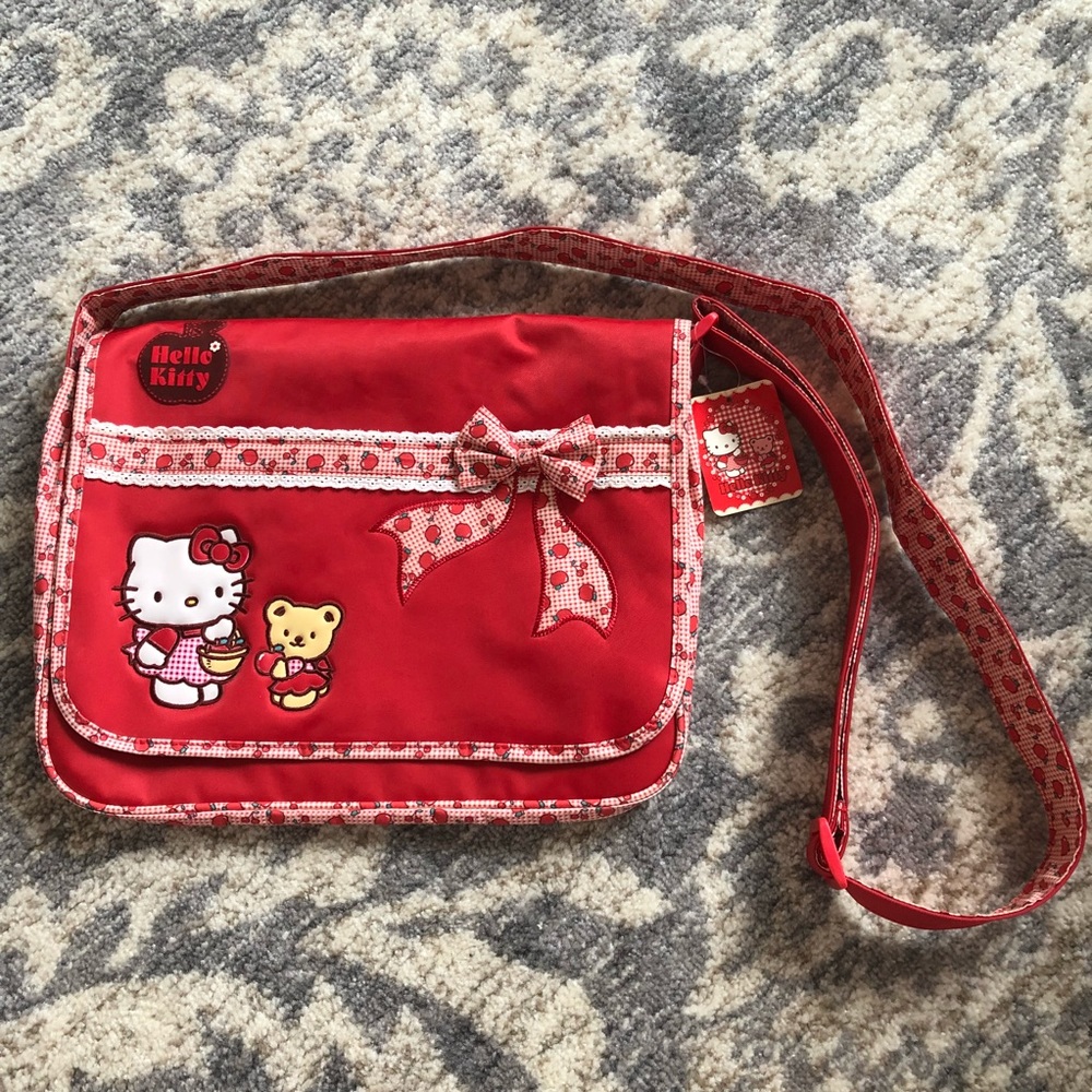 Hello Kitty Apple Bow Messenger Bag Vintage NWT